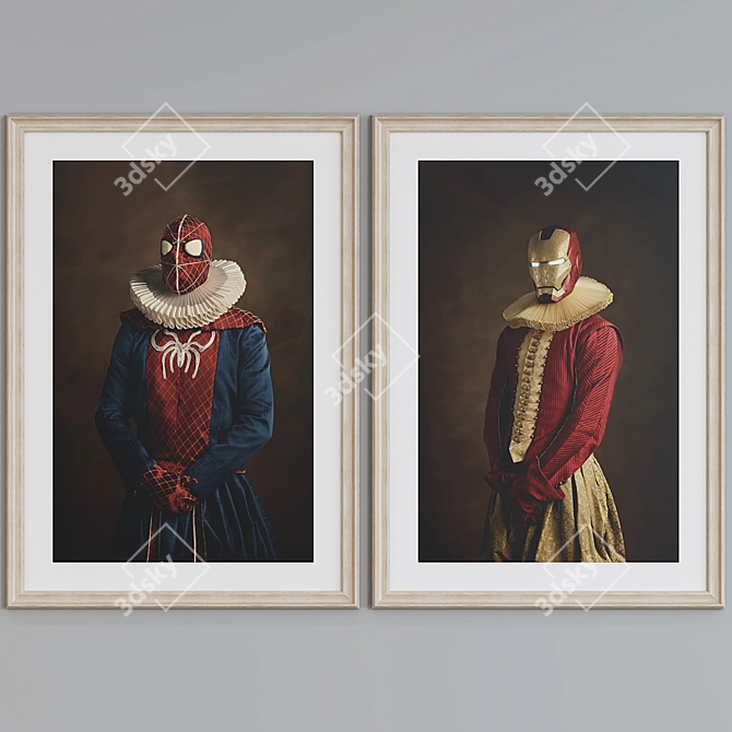 Superhero Portrait Picture Frame Set 3D model image 4