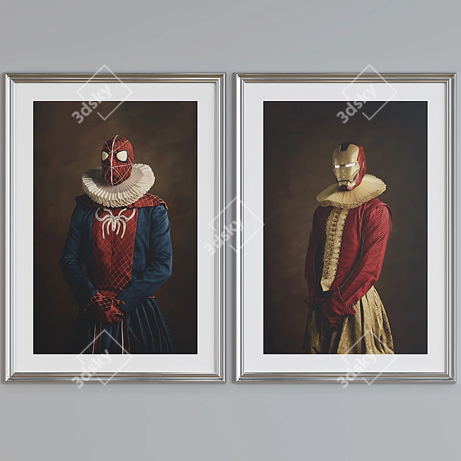 Superhero Portrait Picture Frame Set 3D model image 5