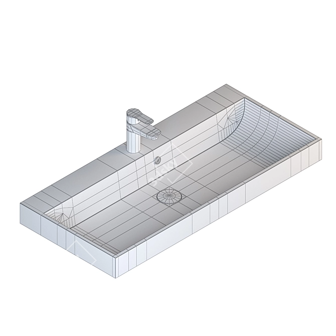 Modern Rectangular White Washbasin 3D model image 2