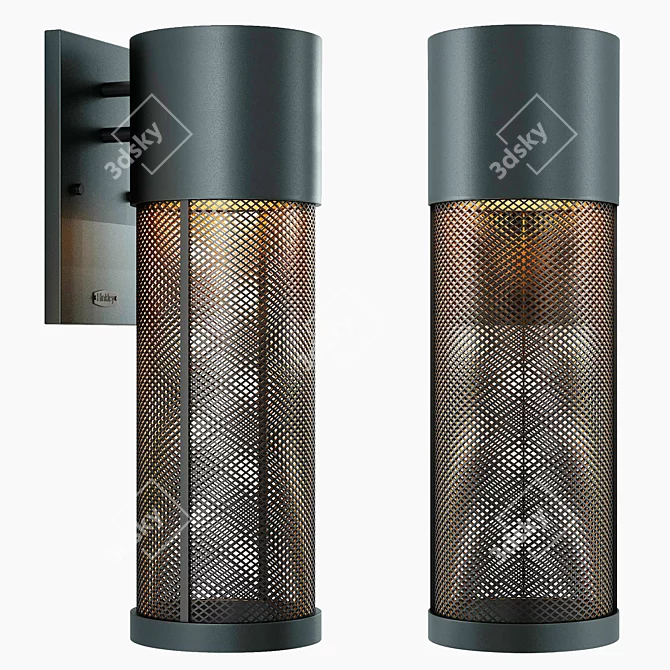 Modern Black Steel Wall Light 3D model image 1