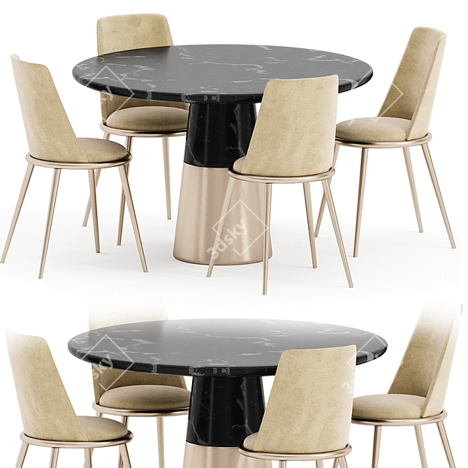 Modern Upholstered Aurora Table Chair 3D model image 1