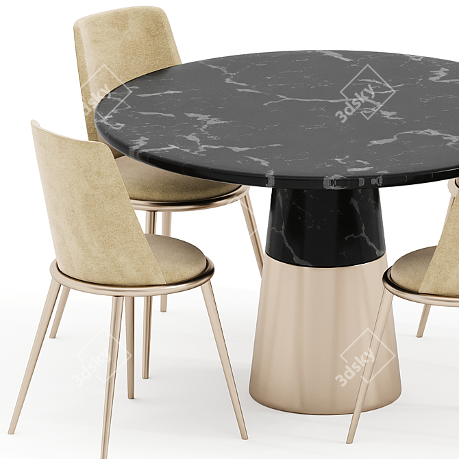 Modern Upholstered Aurora Table Chair 3D model image 2