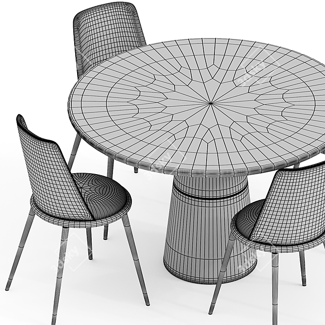 Modern Upholstered Aurora Table Chair 3D model image 4