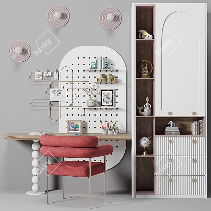 Teenager's Room Furniture Set 3D model image 1