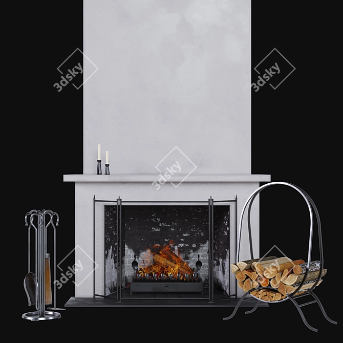 Mediterranean-Style Fireplace Set 3D model image 1