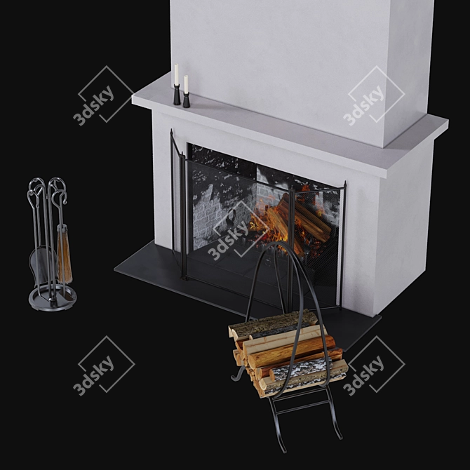 Mediterranean-Style Fireplace Set 3D model image 2