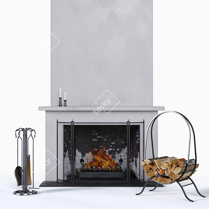 Mediterranean-Style Fireplace Set 3D model image 8