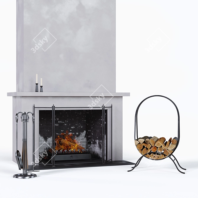 Mediterranean-Style Fireplace Set 3D model image 10