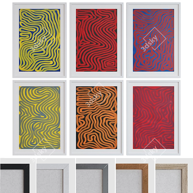 Abstract Labyrinth Picture Frame Set 3D model image 1