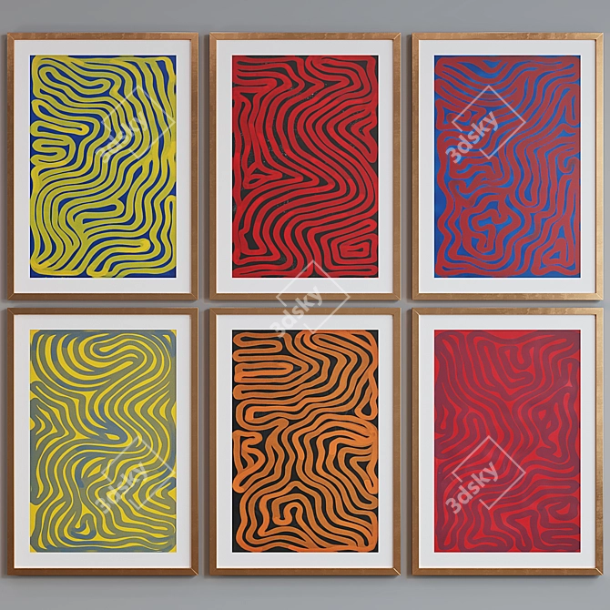 Abstract Labyrinth Picture Frame Set 3D model image 3