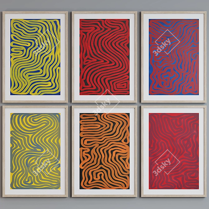 Abstract Labyrinth Picture Frame Set 3D model image 5