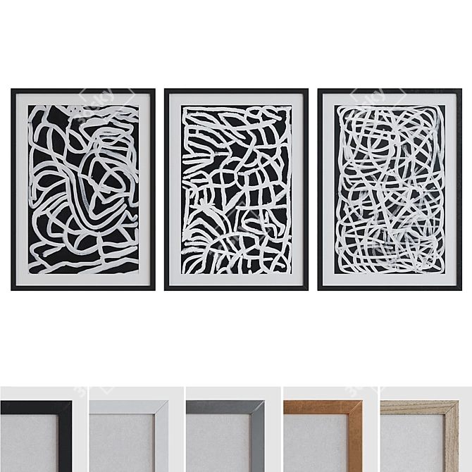 Modern Abstract Maze Frame Set 3D model image 1