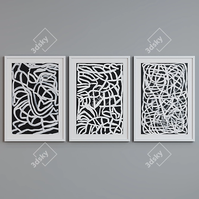 Modern Abstract Maze Frame Set 3D model image 2