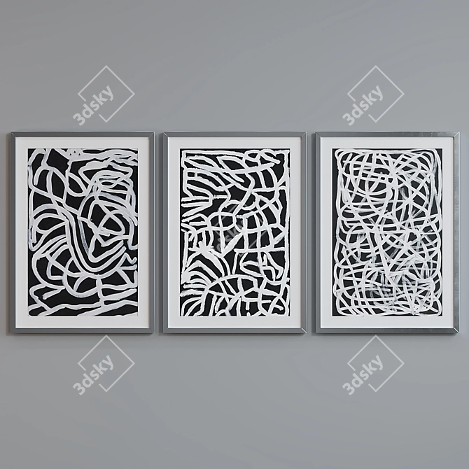 Modern Abstract Maze Frame Set 3D model image 3