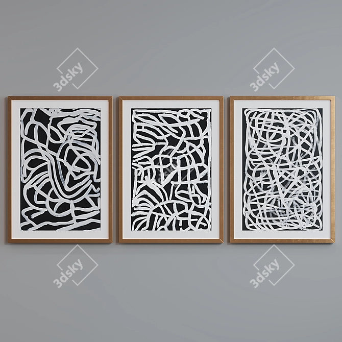 Modern Abstract Maze Frame Set 3D model image 4