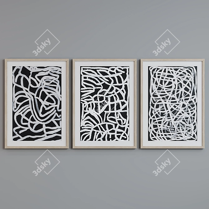 Modern Abstract Maze Frame Set 3D model image 5