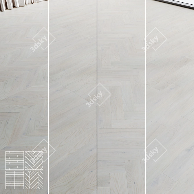 Crystal White Wood Flooring Set 3D model image 1