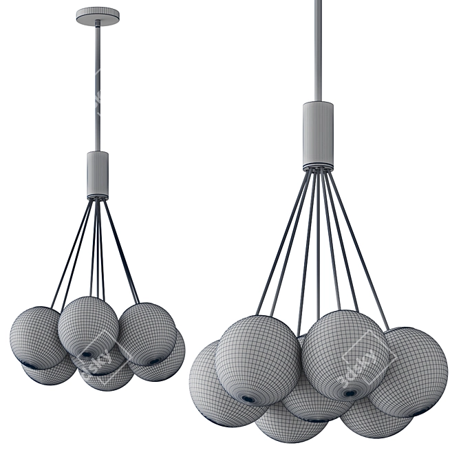 Gathered Globes Pendant Chandelier 3D model image 2