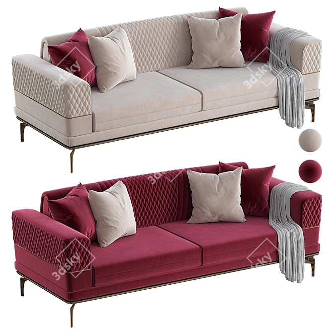 Modern Metal Frame Sofa Set 3D model image 1