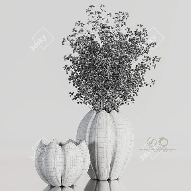 Botanical Bouquet Vase 3D Model 3D model image 5