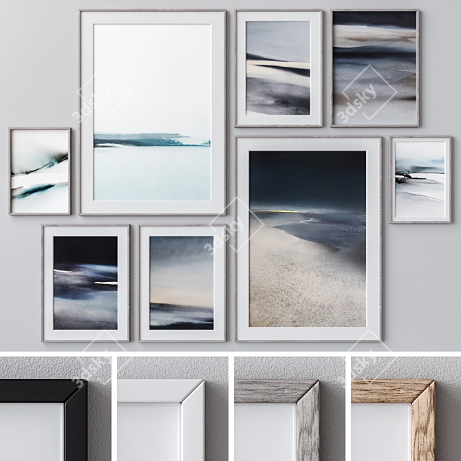 Wooden Frame Wall Art Collection 3D model image 1