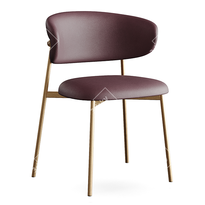 Modern Leather Metal Dining Chair 3D model image 1