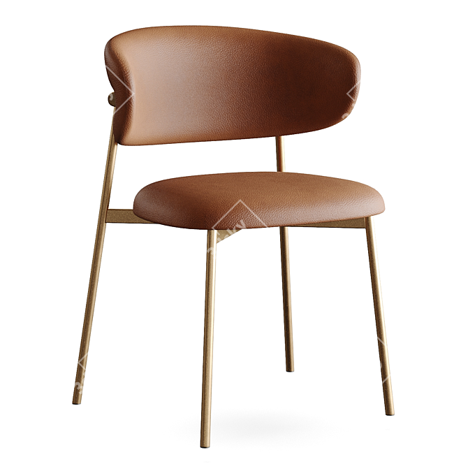 Modern Leather Metal Dining Chair 3D model image 3