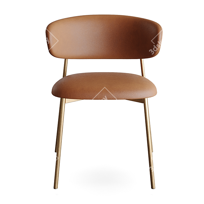 Modern Leather Metal Dining Chair 3D model image 4