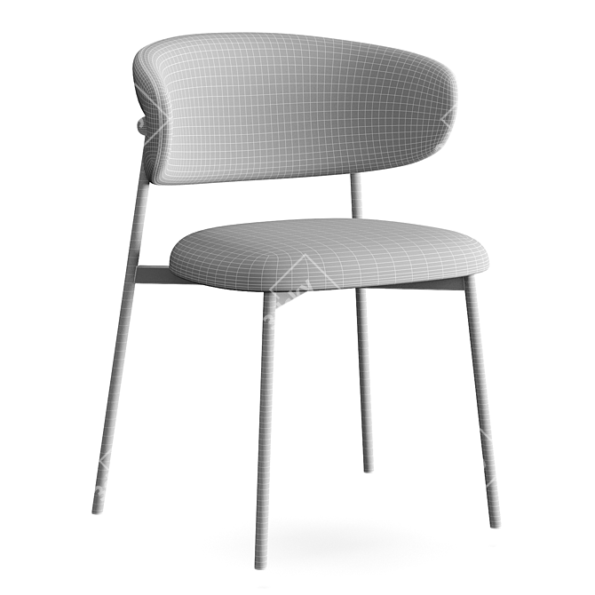 Modern Leather Metal Dining Chair 3D model image 5