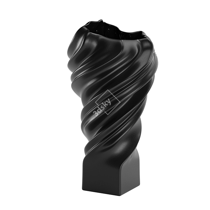 Rose Squall Matt Black Vase 3D model image 2