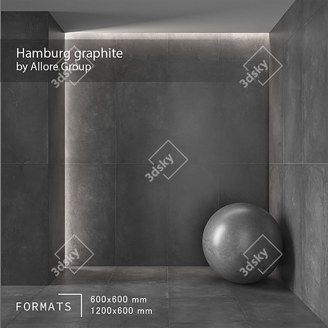 Graphite Concrete Floor Tile 3D model image 1