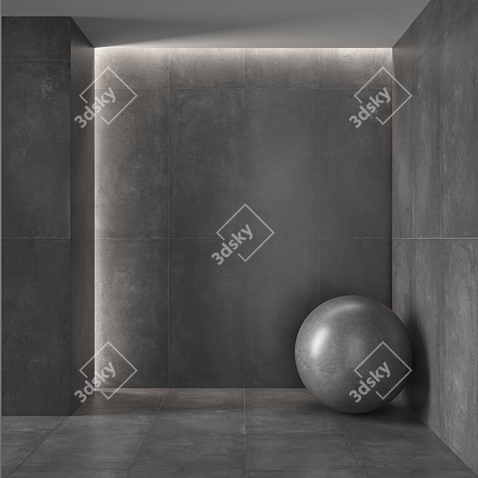 Graphite Concrete Floor Tile 3D model image 2