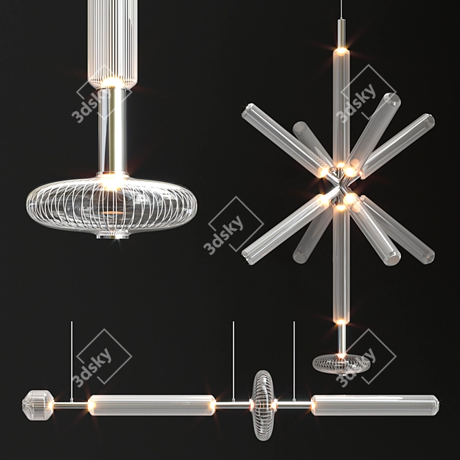 Modern Illuminated Cipher Pendant Light 3D model image 1