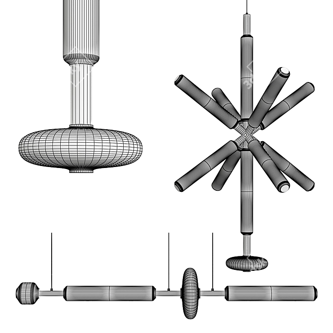 Modern Illuminated Cipher Pendant Light 3D model image 4