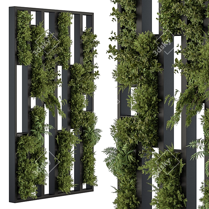 Title: Botanical Green Wall Divider 3D model image 1