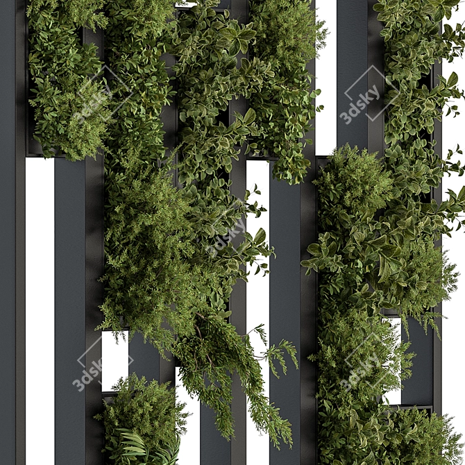 Title: Botanical Green Wall Divider 3D model image 2