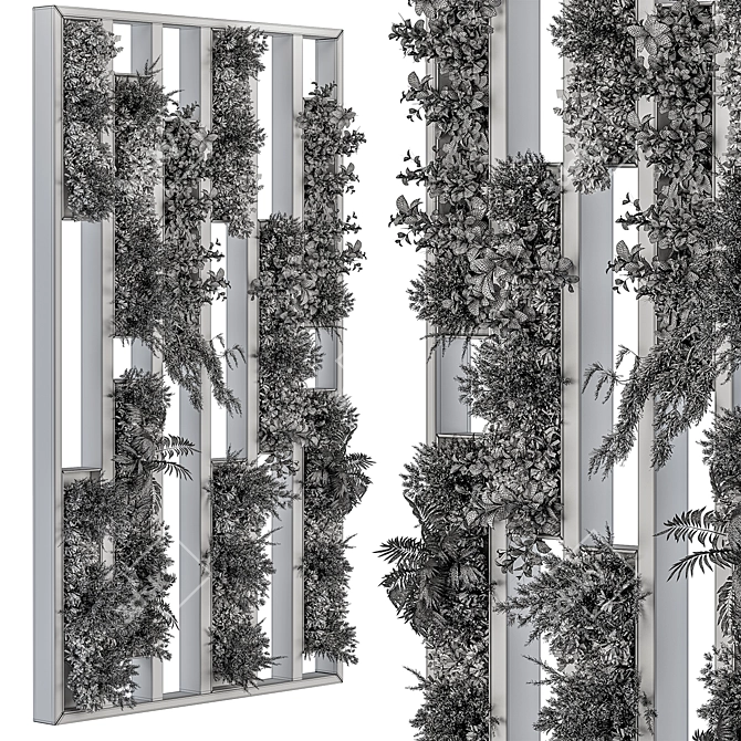 Title: Botanical Green Wall Divider 3D model image 4