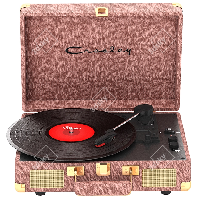 Vintage-Inspired Crosley Record Player 3D model image 1