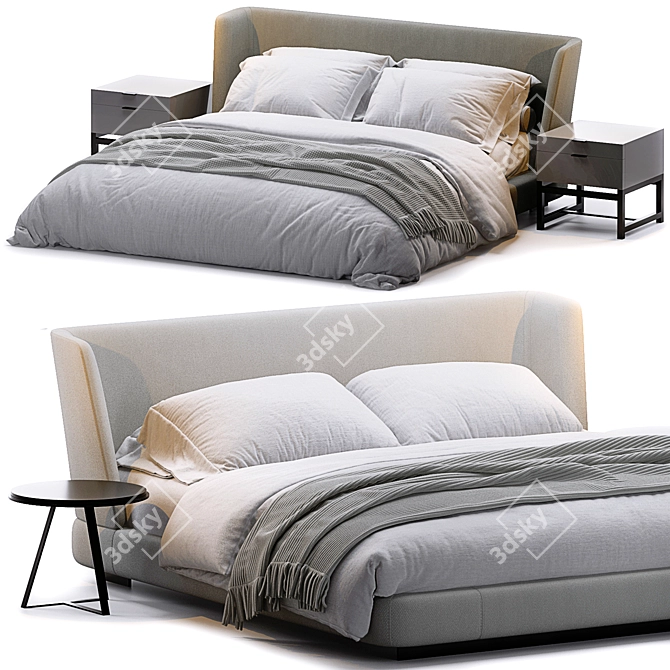 Sleek Modern Creed Bed 3D model image 1