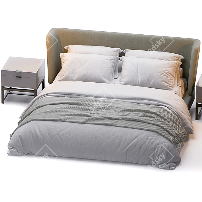 Sleek Modern Creed Bed 3D model image 2