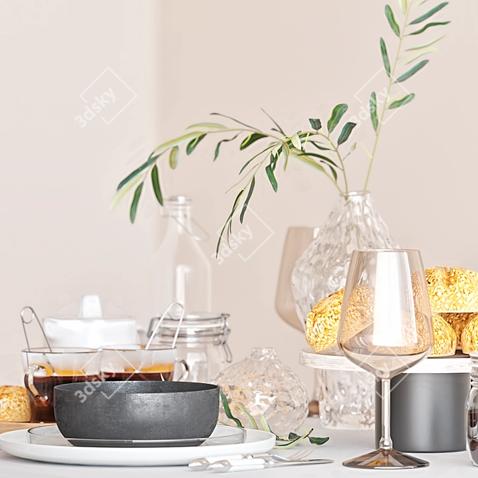 Minimalist Table Setting Accents 3D model image 4