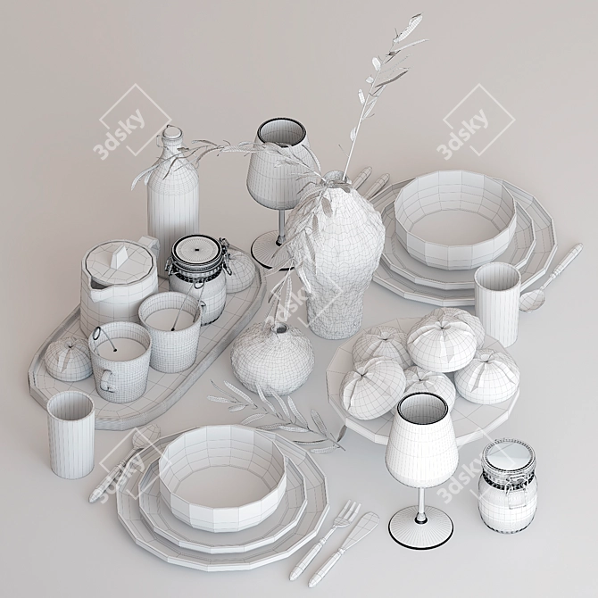 Minimalist Table Setting Accents 3D model image 6