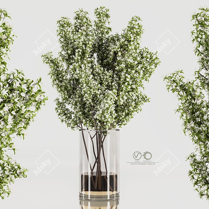 Modern Plants Bouquet Vase 24 3D model image 2