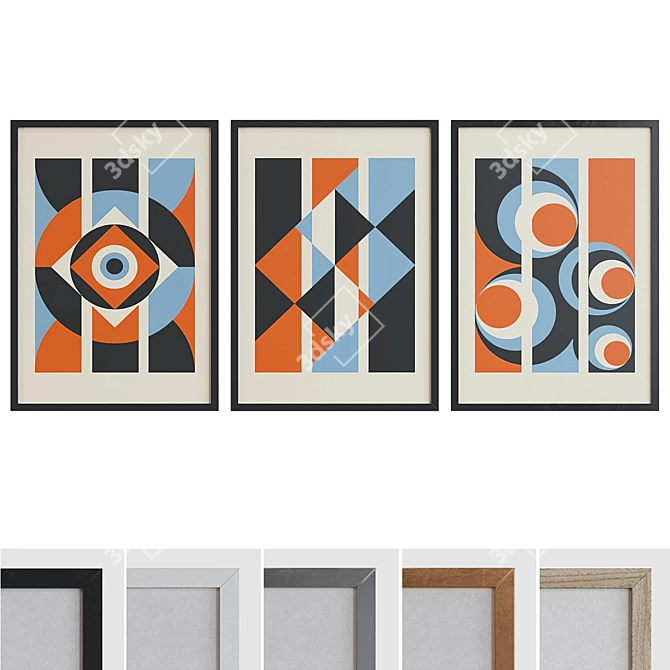 Modern Abstract Picture Frame Set 3D model image 1