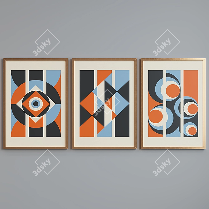 Modern Abstract Picture Frame Set 3D model image 3