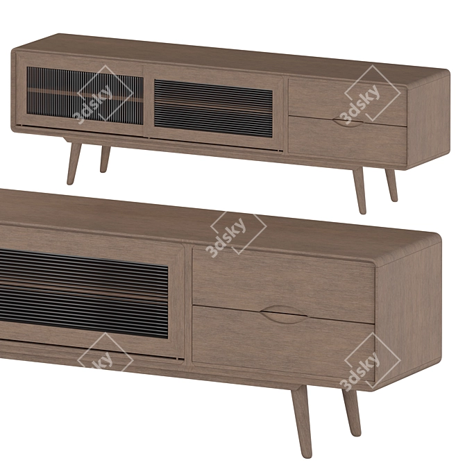 Vintage Walnut TV Stand 3D model image 1