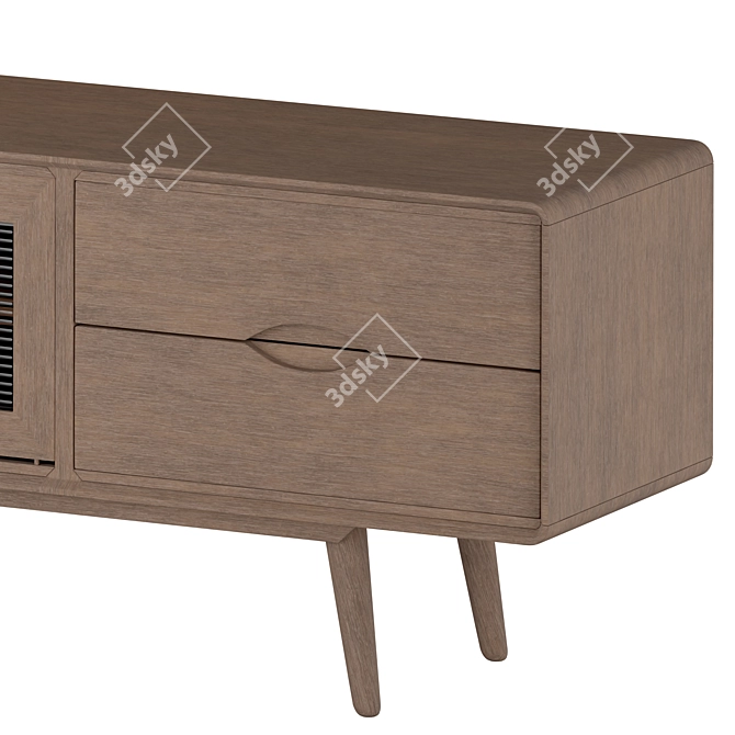 Vintage Walnut TV Stand 3D model image 2