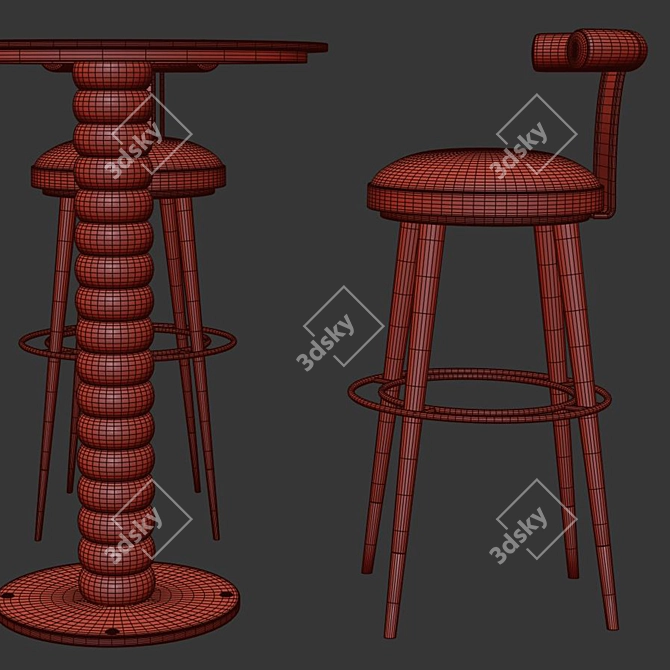 Modern Bar Set Furniture Design 3D model image 4