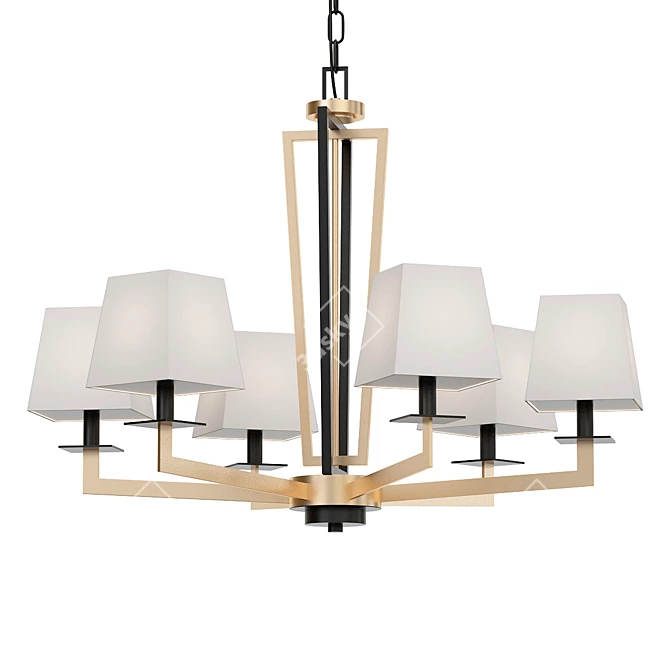 Elegant Natural Brass Chandelier 3D model image 1