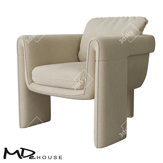 Stylish Designer WHOOPER Armchair 3D model image 1